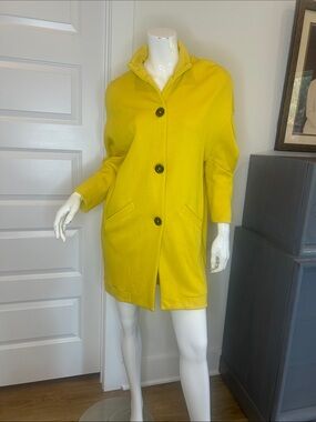 INDIES Women's Yellow Three-no Button Trench Coat